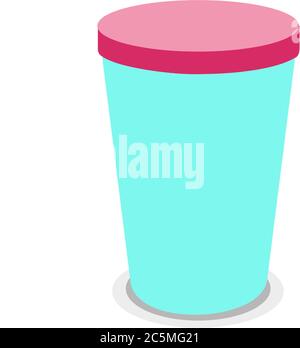 Plastic tumbler cup with pink lid. Vector. Stock Vector