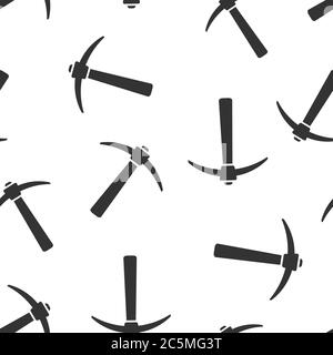 Axe icon in flat style. Lumberjack vector illustration on white isolated background. Blade seamless pattern business concept. Stock Vector