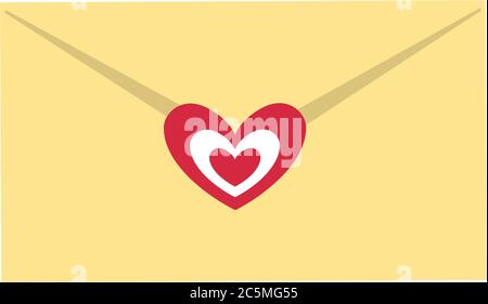 Simple icons envelop with heart for wedding or valentines day concept. Stock Vector