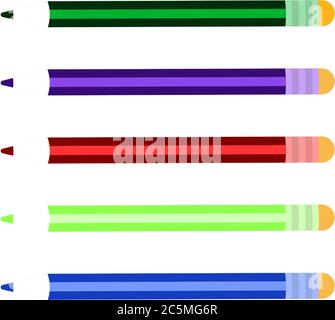Bright pencils. Flat vector illustration isolated on white background  Stock Vector