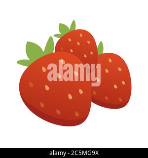 Strawberry on white background. Vector illustration in trendy flat style. EPS 10. Stock Vector