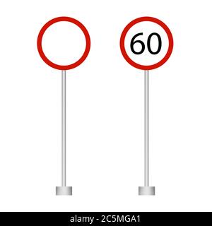 Road signs on white background. Vector illustration in trendy flat style. ESP 10. Stock Vector