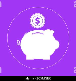 Piggy bank simple vector illustration in flat linework style. Stock Vector