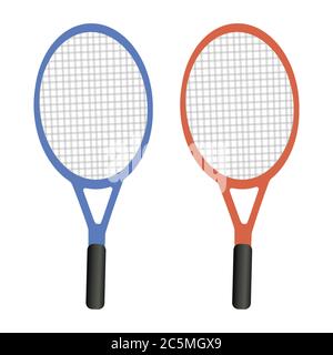 Tennis racket with yellow ball on white background. Vector illustration in trendy flat style. EPS 10 Stock Vector