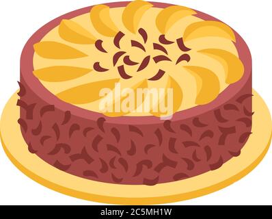 Chocolate cake isometric object. Isolated vector illustration. Stock Vector