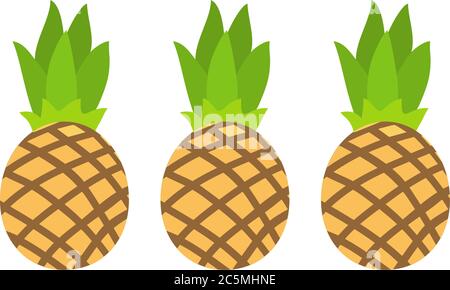 Summer fruits for healthy lifestyle. Pineapple fruit. Vector illustration cartoon flat icon isolated on white. Stock Vector