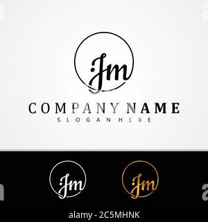 J M JM initial symbol signature vector design with different color. Handwriting concept symbol design. Vector illustration EPS.8 EPS.10 Stock Vector