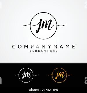 J M JM initial symbol signature vector design with different color. Handwriting concept symbol design. Vector illustration EPS.8 EPS.10 Stock Vector