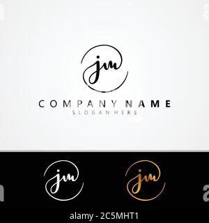 J M JM initial symbol signature vector design with different color. Handwriting concept symbol design. Vector illustration EPS.8 EPS.10 Stock Vector