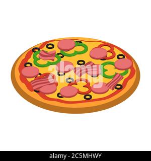 Pizza in trendy flat style. Vector illustration. EPS 10. Stock Vector