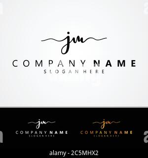 J M JM initial symbol signature vector design with different color. Handwriting concept symbol design. Vector illustration EPS.8 EPS.10 Stock Vector
