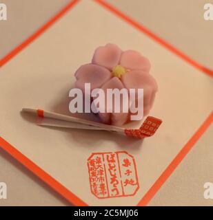 Kyoto / Japan - March 16, 2018: Wagashi traditional Japanese confections typically made from plant-based ingredients that are often served with tea du Stock Photo