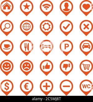 Set of location navigation marker pin icons Stock Vector