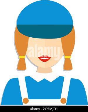 Professional cleaner woman. Flat style vector illustration isolated on white background. Stock Vector