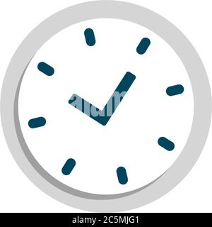 Clock icon in flat style, timer on color background. Vector design element. White Background. Stock Vector