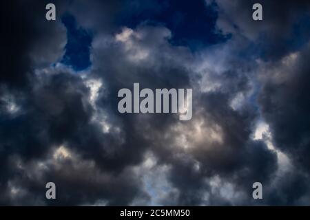 Dark stormy sky. Pattern of scary sky Stock Photo