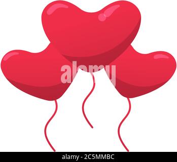 Valentine's Day heart balloons icon red colour. Stock Vector