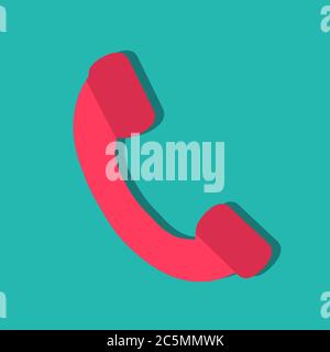Handset vector glyph icon. Isolated on blue background. Vector illustration. Stock Vector