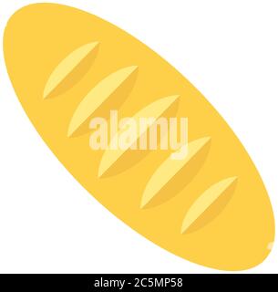 White bread, loaf, on a white background. Vector illustration. Bakery products made in cartoon style by hand. Stock Vector