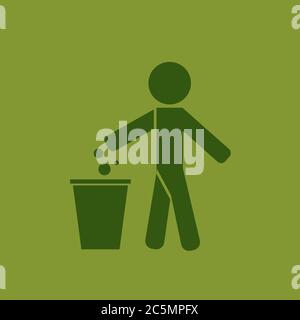 Garbage symbol. Do not litter sign. Trash icon. Logo on green background. symbol for web site Computer and mobile vector. Stock Vector
