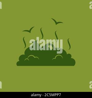Large garbage pile isolated on green background. Flat style icon. Stock Vector