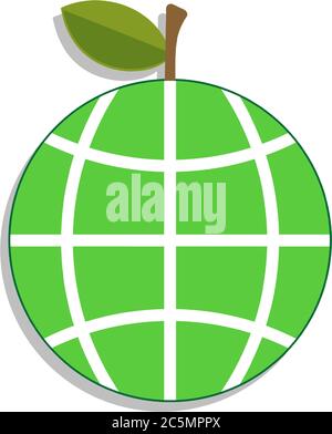 Ecology Concept with Earth Globe like Green Apple Stock Vector