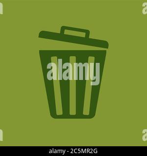 Garbage cans and bags in flat style icons. Vector icons of garbage bags, dumpsters and cans.  Stock Vector