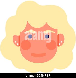 Face expressions of woman with blond hair. Vector illustration isolated on white background. Stock Vector