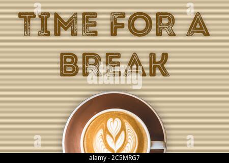 BREAK TIME Coffee Cup Concept Stock Photo