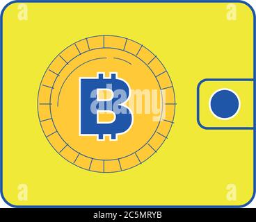 Wallet icon vector illustration with bitcoin Stock Vector