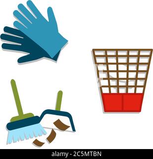 Vector set of cleaning tools. Flat design style. Stock Vector