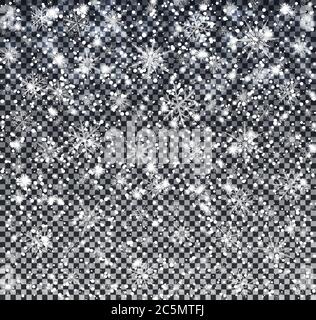 Falling snow isolated on transparent background. Christmas abstract background. Vector illustration Stock Vector
