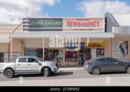 The Knick Knack shop and Newsagency or News Agent store in the rural town of Portland in central western New South Wales, Australia Stock Photo