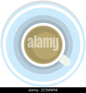 Cup of coffee above clean in ceramic or glass isolated icon vector illustration with on a saucer flat design style Stock Vector