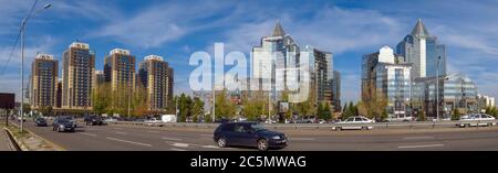 Almaty, Kazakhstan - November 9, 2017: The complex of buildings along Al-Farabi avenue in Almaty, Kazakhstan Stock Photo