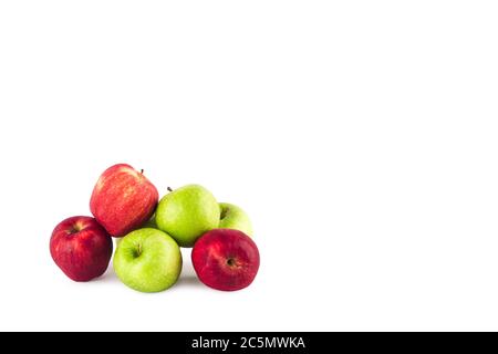 fresh green apple and  ripe red apple on white background fruit agriculture food isolated Stock Photo