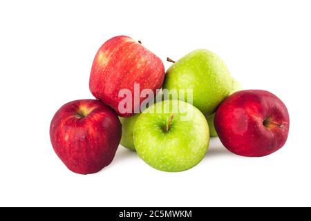 green apple and red apple ( malus domestica ) on white background fruit agriculture food isolated Stock Photo
