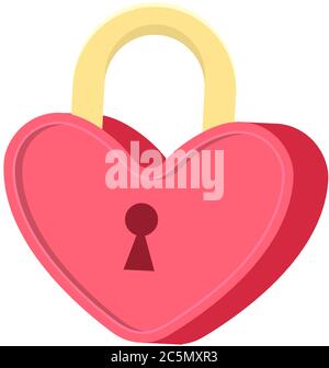 Lock heart love. Vector new flat style. Creative illustration design, idea for infographics. Valentines day concept. Stock Vector