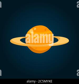 Planet Saturn, isolated on dark background. Planet with ring. Stock Vector