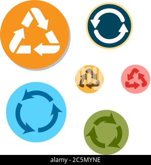 Recycled cycle arrows icon. Recycled eco icon. Vector illustration. Isolated on white background. Stock Vector