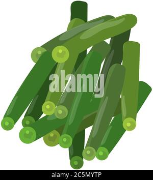 Vegetables. Pods of green bean. Vector illustration cartoon flat icon isolated on white background. Stock Vector