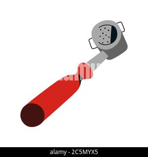Coffee portafilter, isolated vector icon, coffee brewing barista equipment, coffee shop tool, doodle style, hand drawn illustration on white Stock Vector