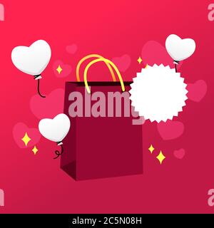 Valentines day background with Heart and Balloons. Vector illustration.  Stock Vector