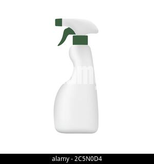 Spray bottle on white background. Plastic containers with trigger sprayers and pistol grip. Vector illustration in trendy flat style. EPS 10 Stock Vector
