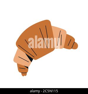 Hand drawn croissant icon, isolated vecor illustration, sweet bakery food, french cuisine Stock Vector