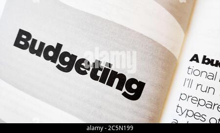 Budgeting word printed on a book. Business concept Stock Photo