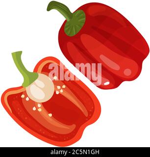 Red bell peppers. Vector illustration. Stock Vector