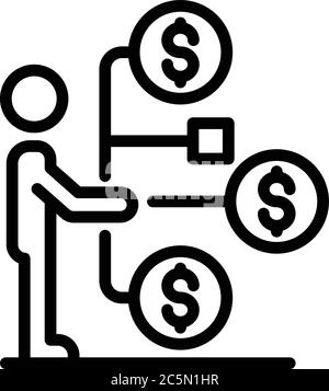 Broker money scheme icon. Outline broker money scheme vector icon color ...