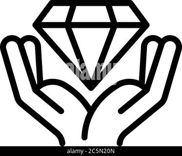 Take diamond prize icon, outline style Stock Vector