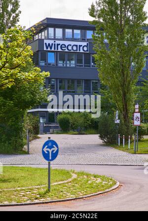 Munich / Aschheim, Bavaria,  Germany, July 03, 2020.  Building of the bankrupt company WIRECARD headquarters. Wirecard AG is a listed German payment service company founded in 1999 with headquarters in Aschheim near Munich. Wirecard offers solutions for electronic payments, risk management and the issuing and acceptance of credit cards. © Peter Schatz / Alamy Live News Stock Photo